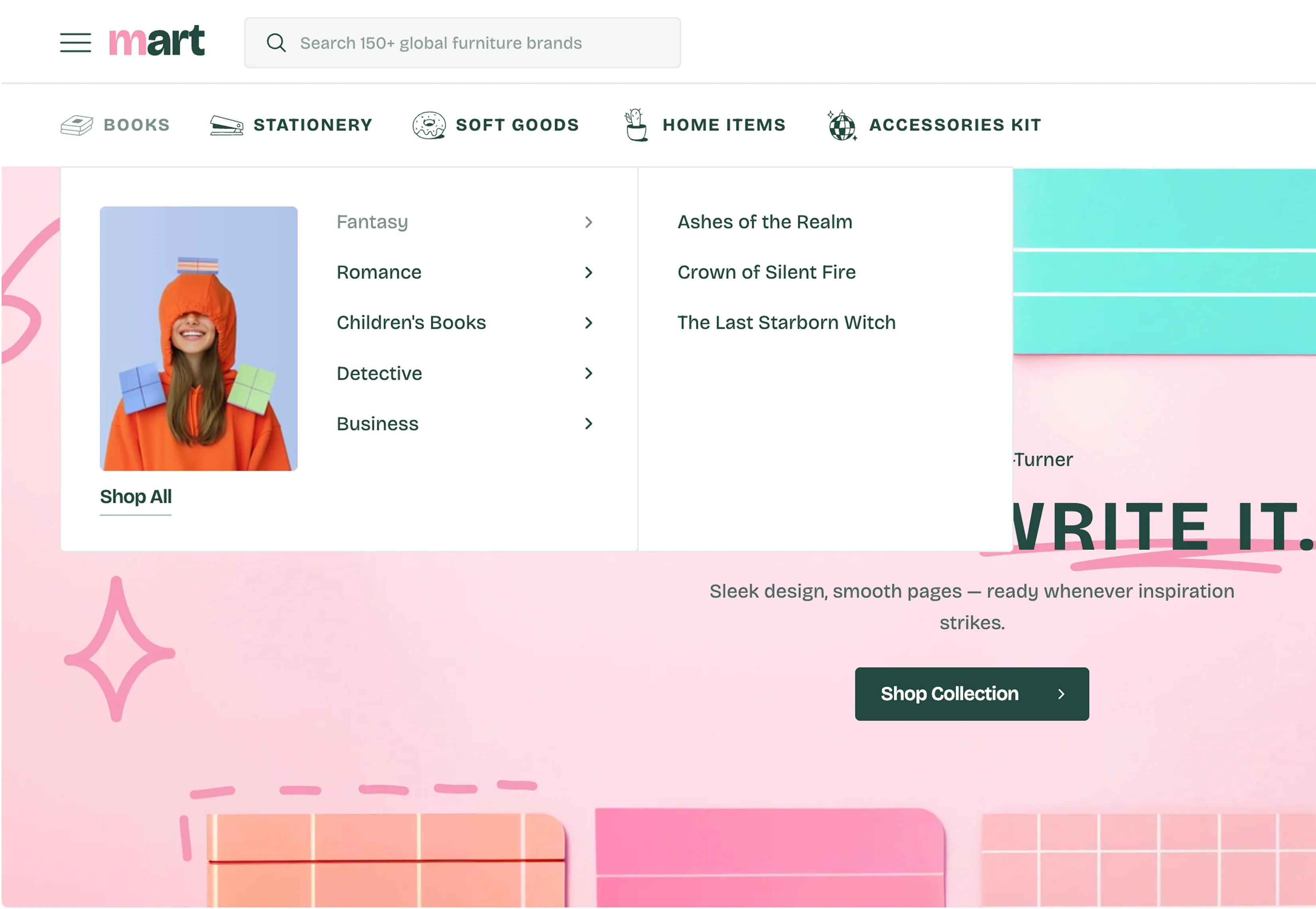 Mega Menu with Submenus & Banner