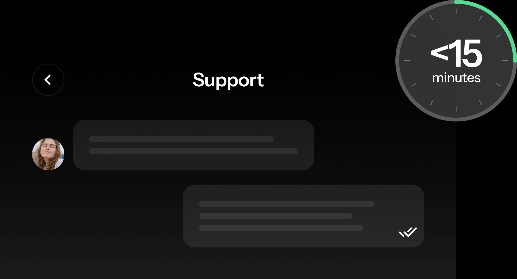 Support chat with 15 minutes response time